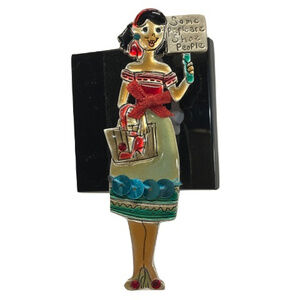 AJCM Vintage Enamel "Shoe People" Brooch